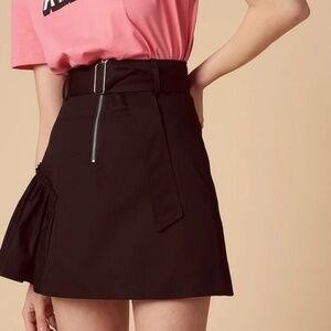 Sandro paris belted ruffle mini skirt